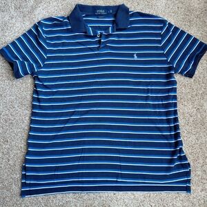 Polo Ralph Lauren Men's Blue Striped Shirt Size Large